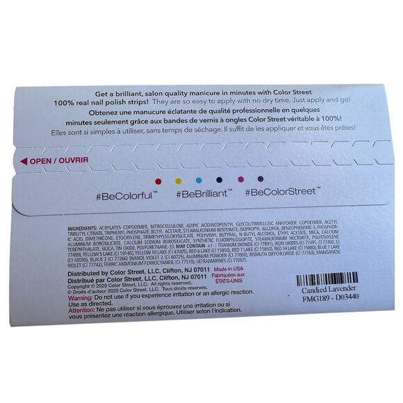 Color Street Candied Lavender Glitter Nail Polish Strips 16ct - Picture 3 of 3